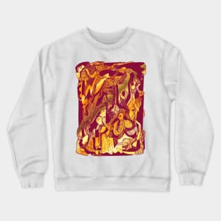 Abstract Wave of Thoughts No 4 Burgundy Gold Crewneck Sweatshirt